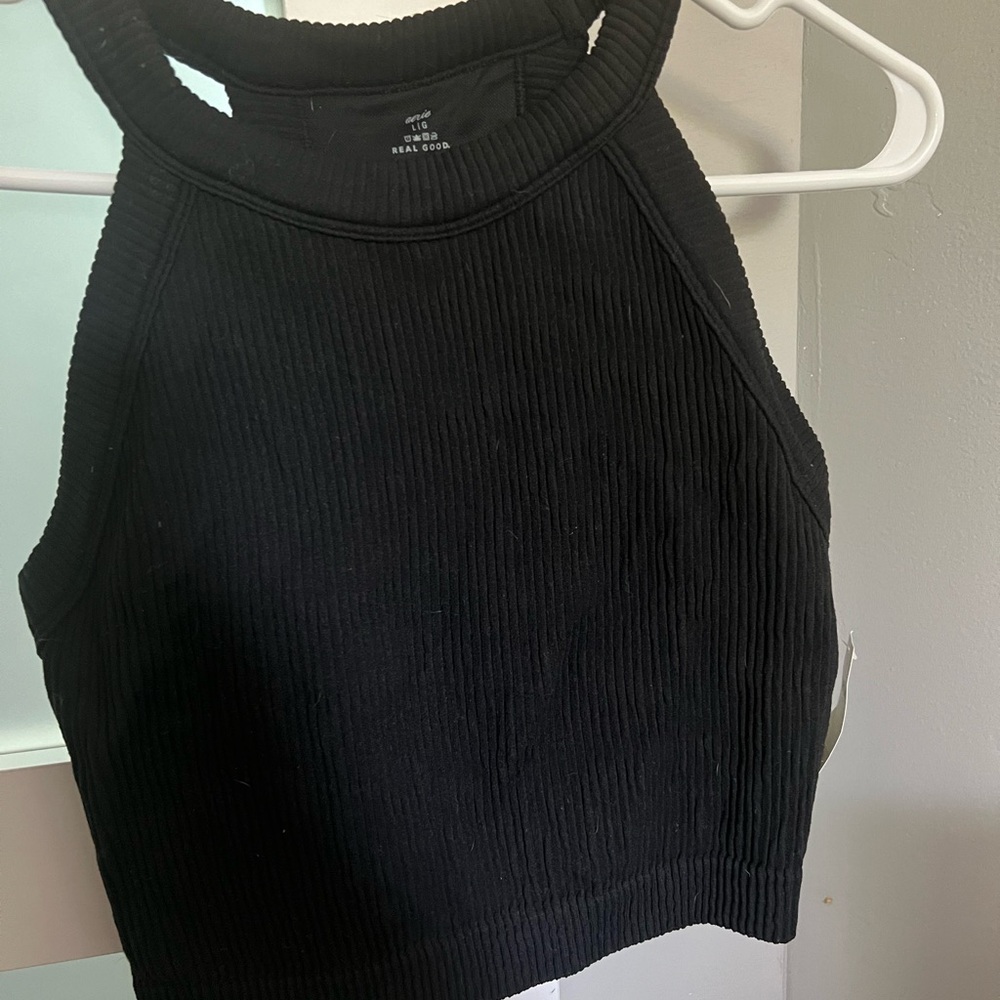 Women's Black Ribbed bralette top with bra